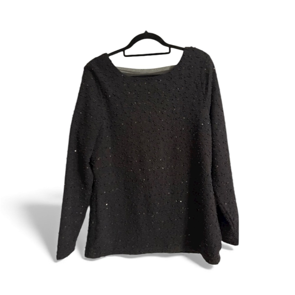 "JENNIFER LOPEZ” Women’s XL Lined Black Sequin Sweater, scooped back long sleeve